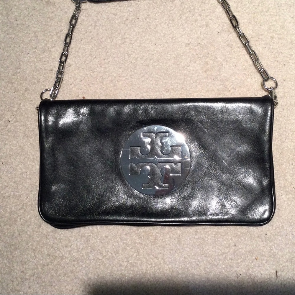 Tory Burch “Reva” Gold Logo Flap Shoulder Clutch Classic Reva clutch.